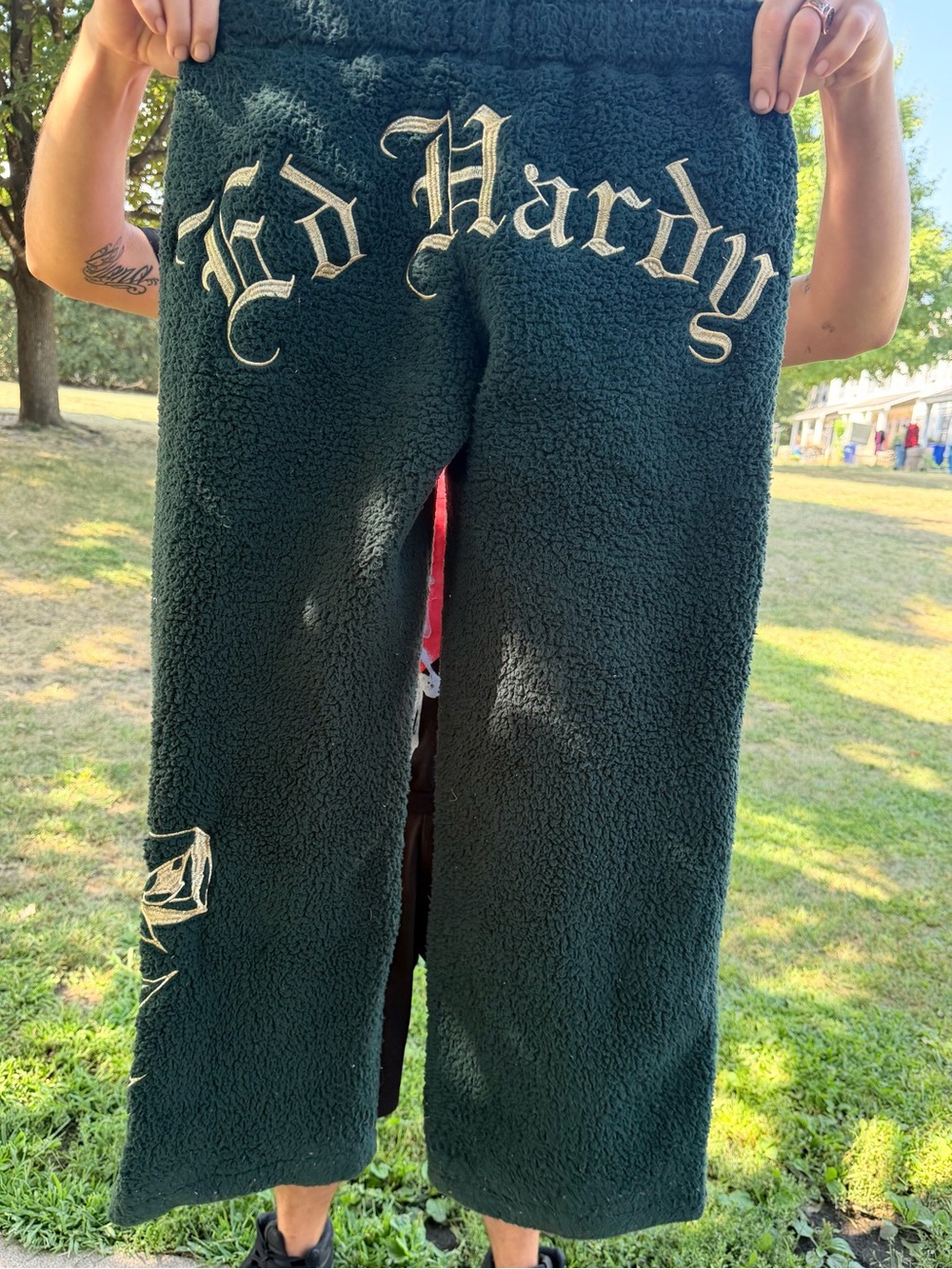 Ed Hardy Dark Green Tracksuit with Cream Script